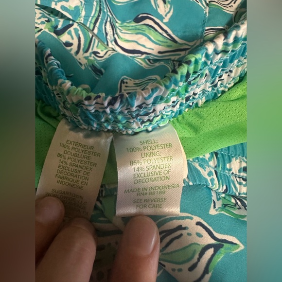 Lilly Pulitzer Luxletic Ocean Trail Shorts Turquoise Oasis Athletic Sz M 001485 - Picture 6 of 10